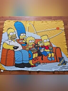 The Simpsons Family Couch Pose Fleece Throw Blanket *Vintage 90s*